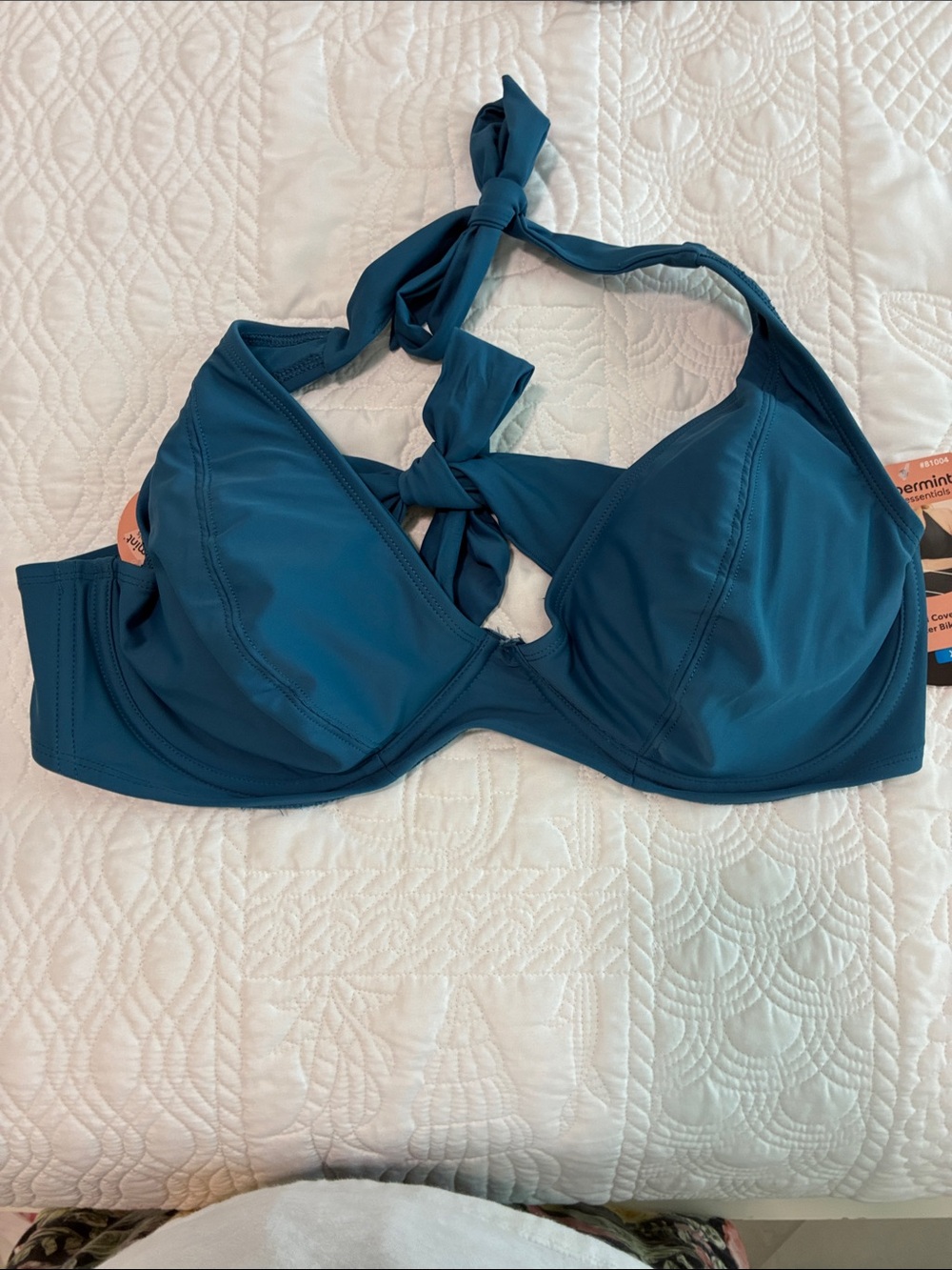 Shapermint Teal Halter Swim Top with Underwire Support
